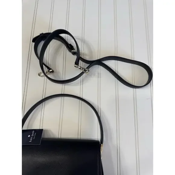 Kate Spade Reegan Saddle Bag Crossbody Black Leather Convertible Bag NWT $400 - Picture 6 of 7